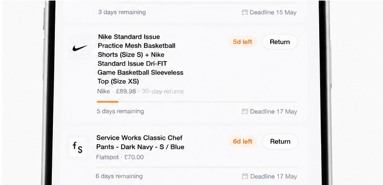 Item detail view showing return deadline and remaining days