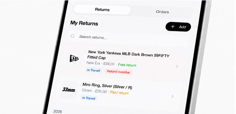 Returns list showing active items with status badges